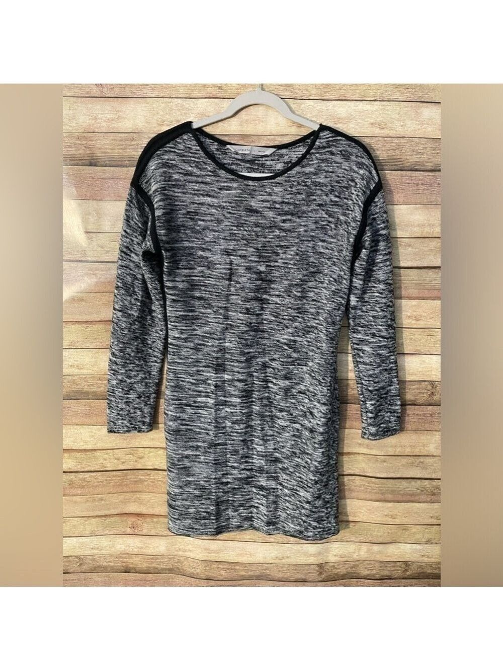 Athleta Women’s Retreat Sweater Dress Marled Grey Black Long Sleeves Size: Small